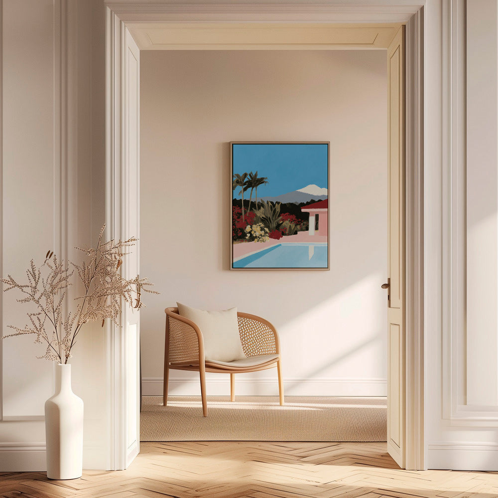 Lámina botánica con piscina y palmeras – Canvas1