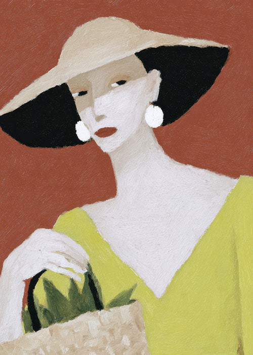 Ilustración: mujer con sombrero y cesta