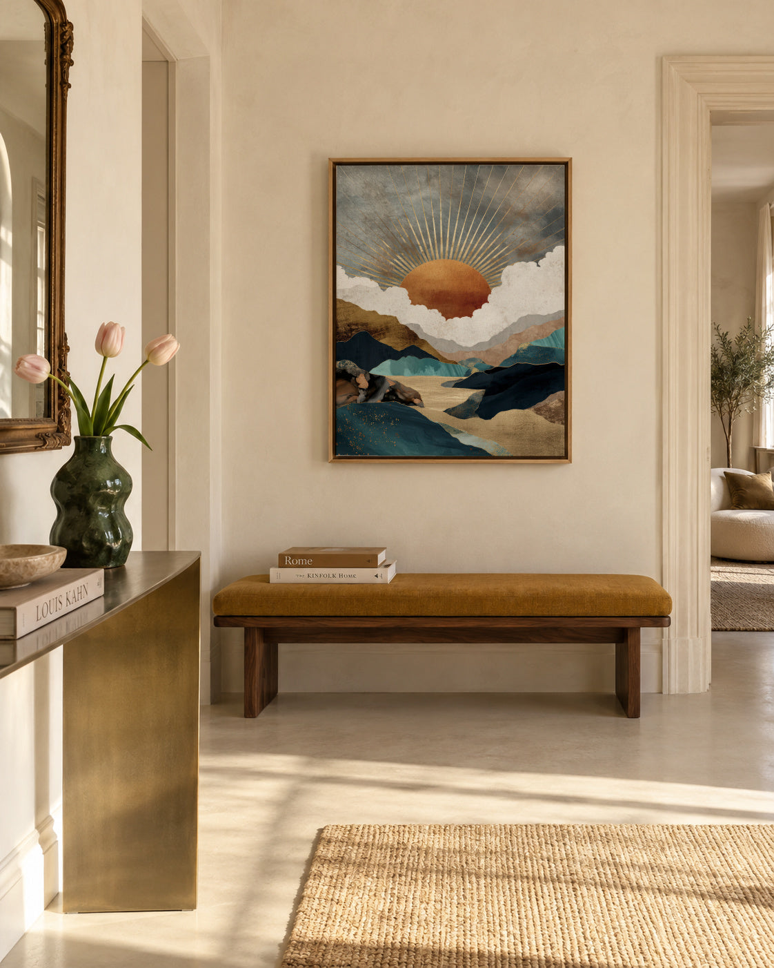 Golden Horizon - Framed canvas in an interior
