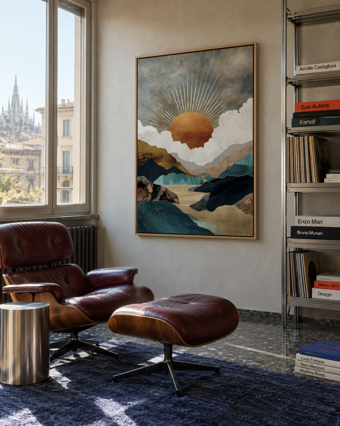 Golden Horizon - Framed canvas in an interior