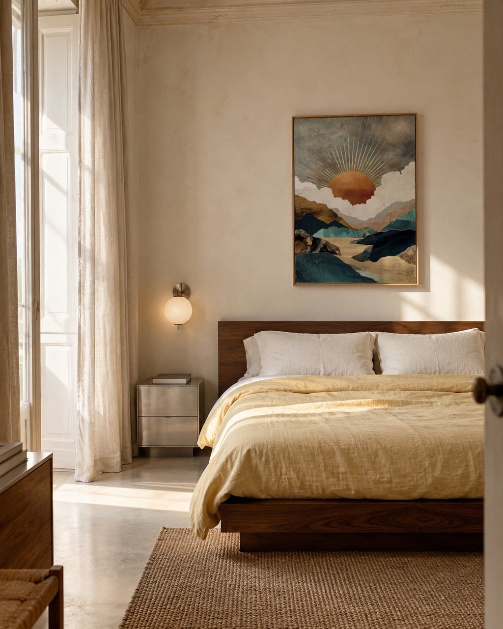 Golden Horizon - Framed canvas in an interior