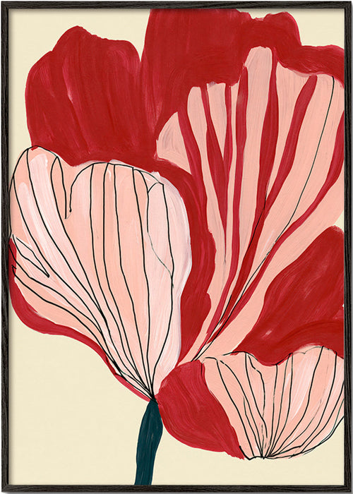 Botanical print scarlet petals – Black Frame