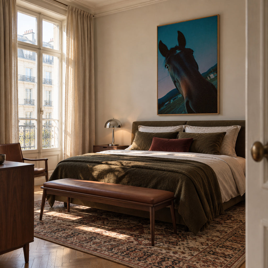 Midnight Horse - Framed canvas in an interior