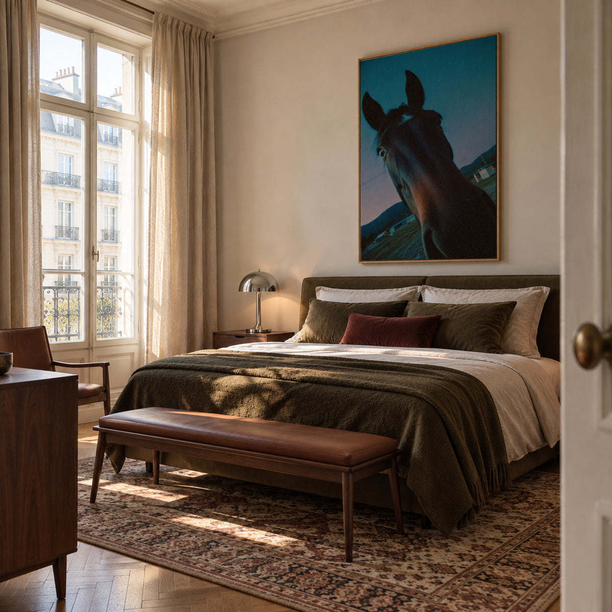 Midnight Horse - Framed canvas in an interior
