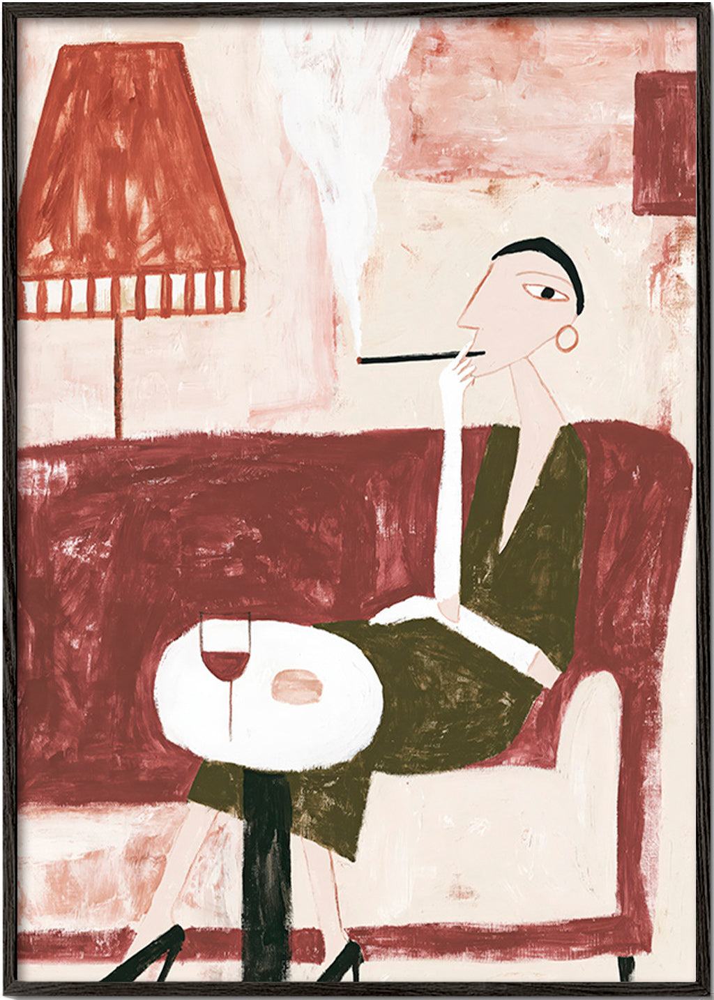 Kitchen art: seated figure with wine