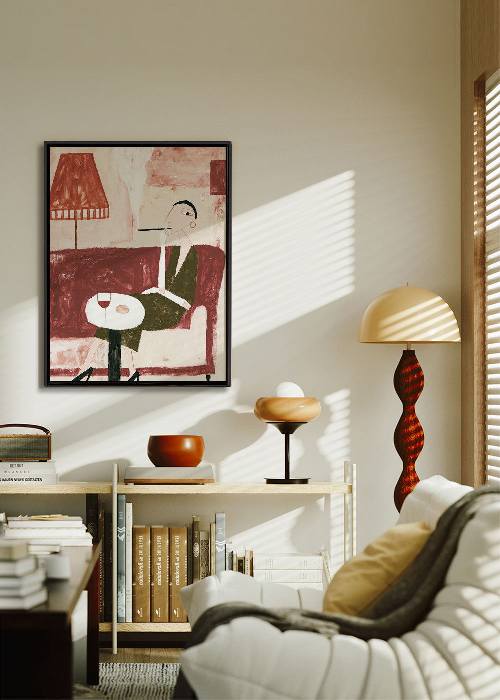 Kitchen art: seated figure with wine