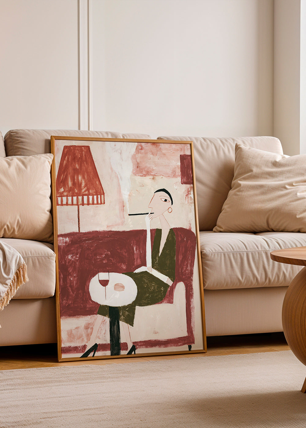 Kitchen art: seated figure with wine