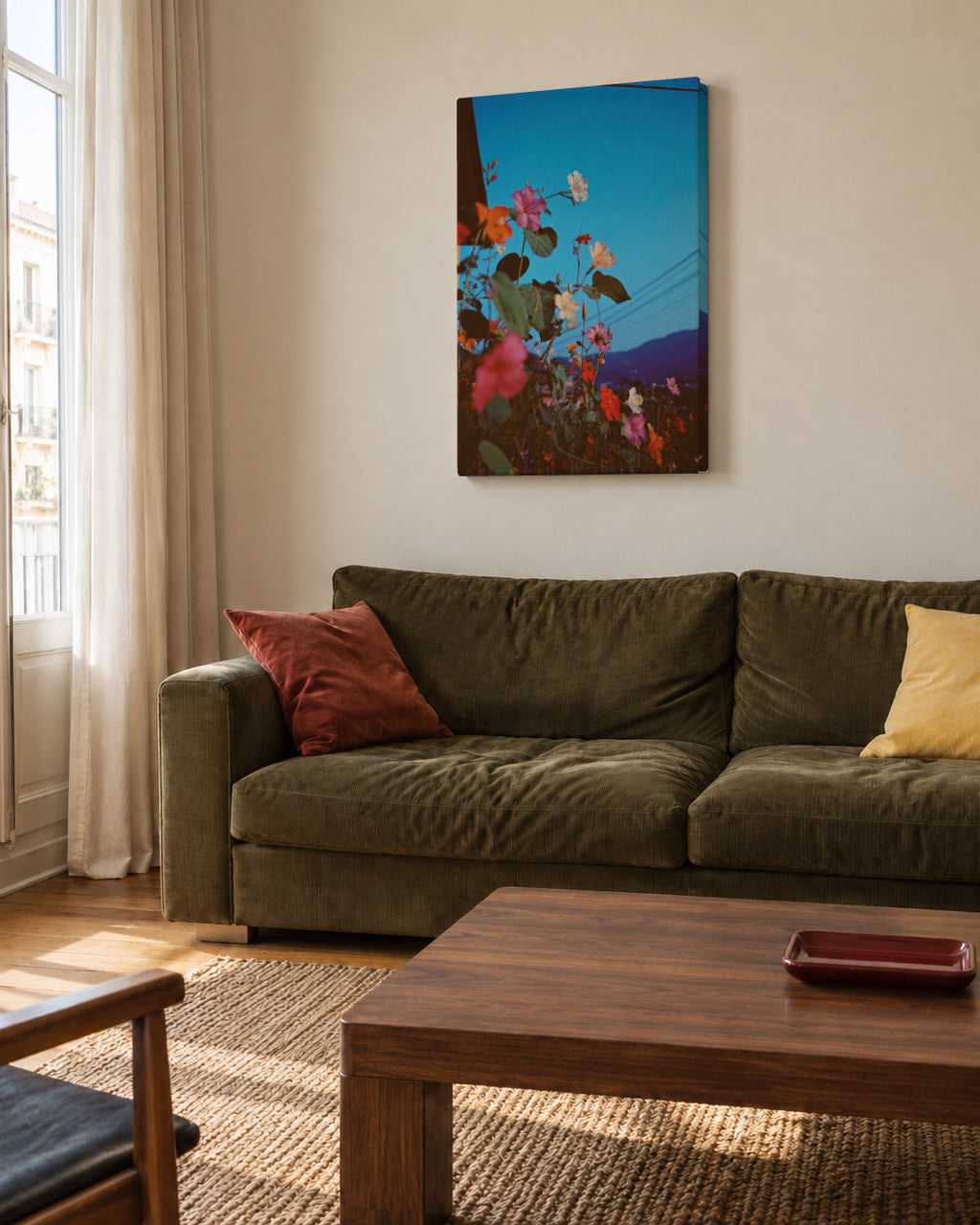 Bougainvillea Nights - Unframed canvas in an interior
