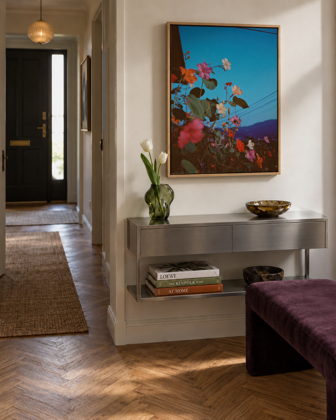 Bougainvillea Nights - Framed canvas in an interior
