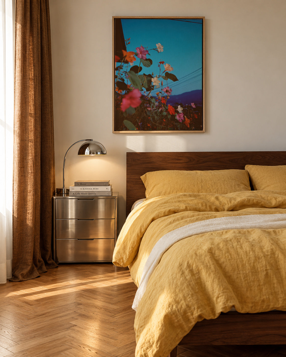 Bougainvillea Nights - Framed canvas in an interior