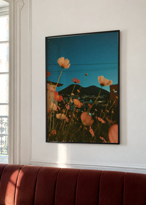 Wildflower Sunset - Framed poster in an interior
