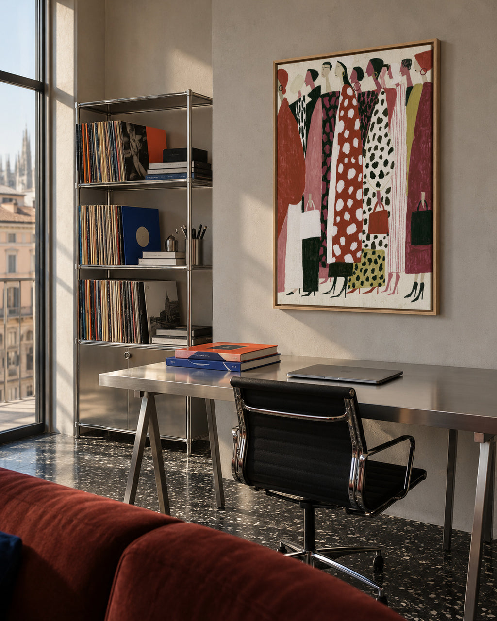 The Fashion Crowd - Framed canvas in an interior