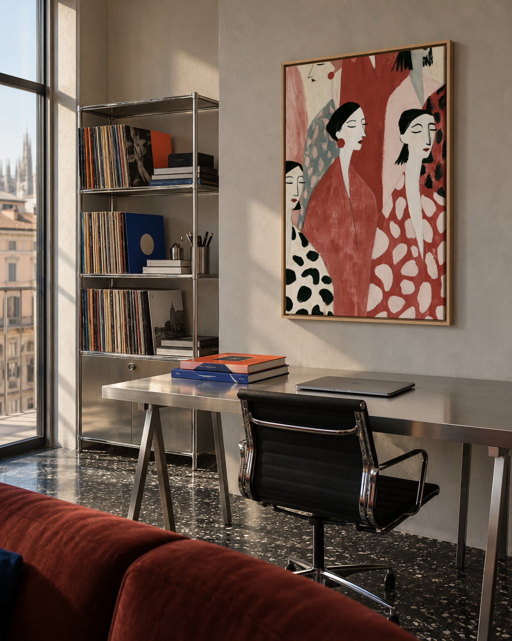 Sunday Gathering - Framed canvas in an interior