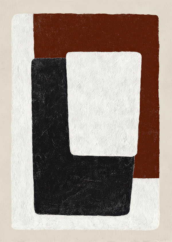 Abstract artwork terracotta and black blocks
