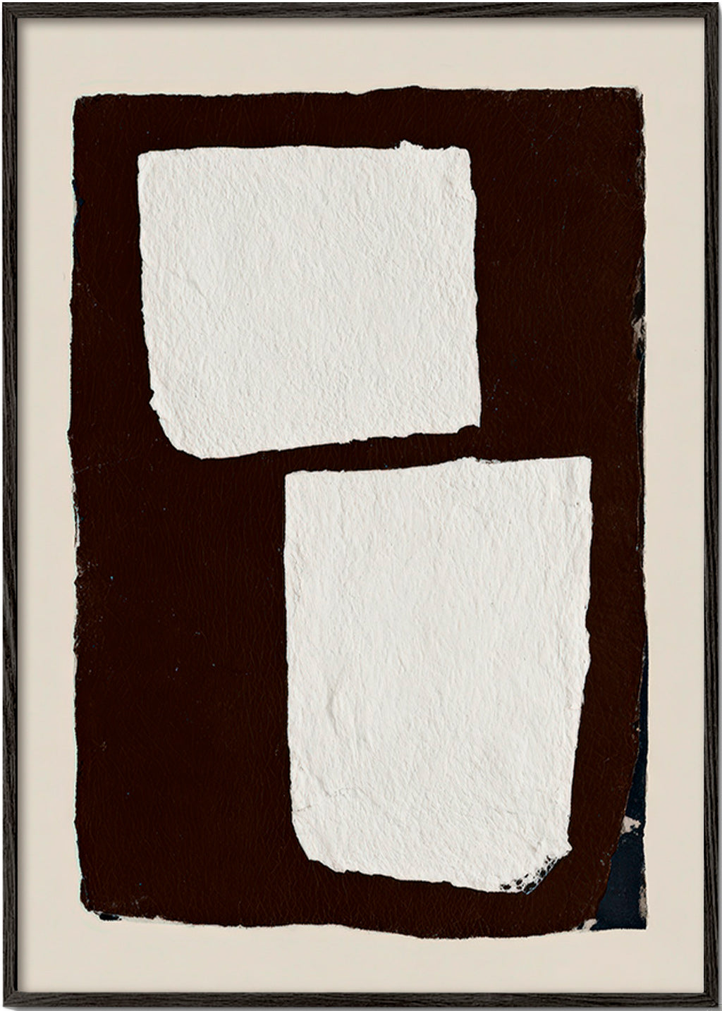 Abstract artwork in mocha with white blocks