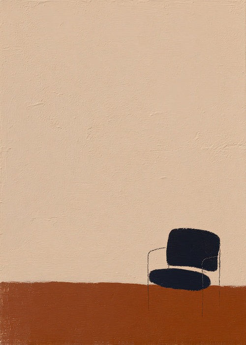 Minimalist art: chair against ochre floor
