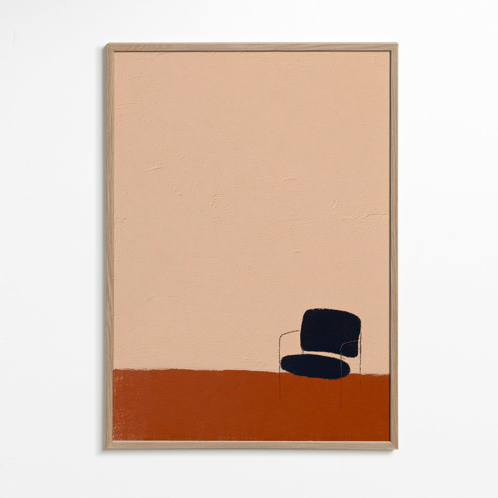Minimalist art: chair against ochre floor