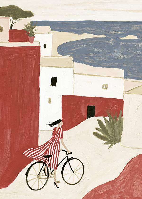 Coastal bicycle illustration