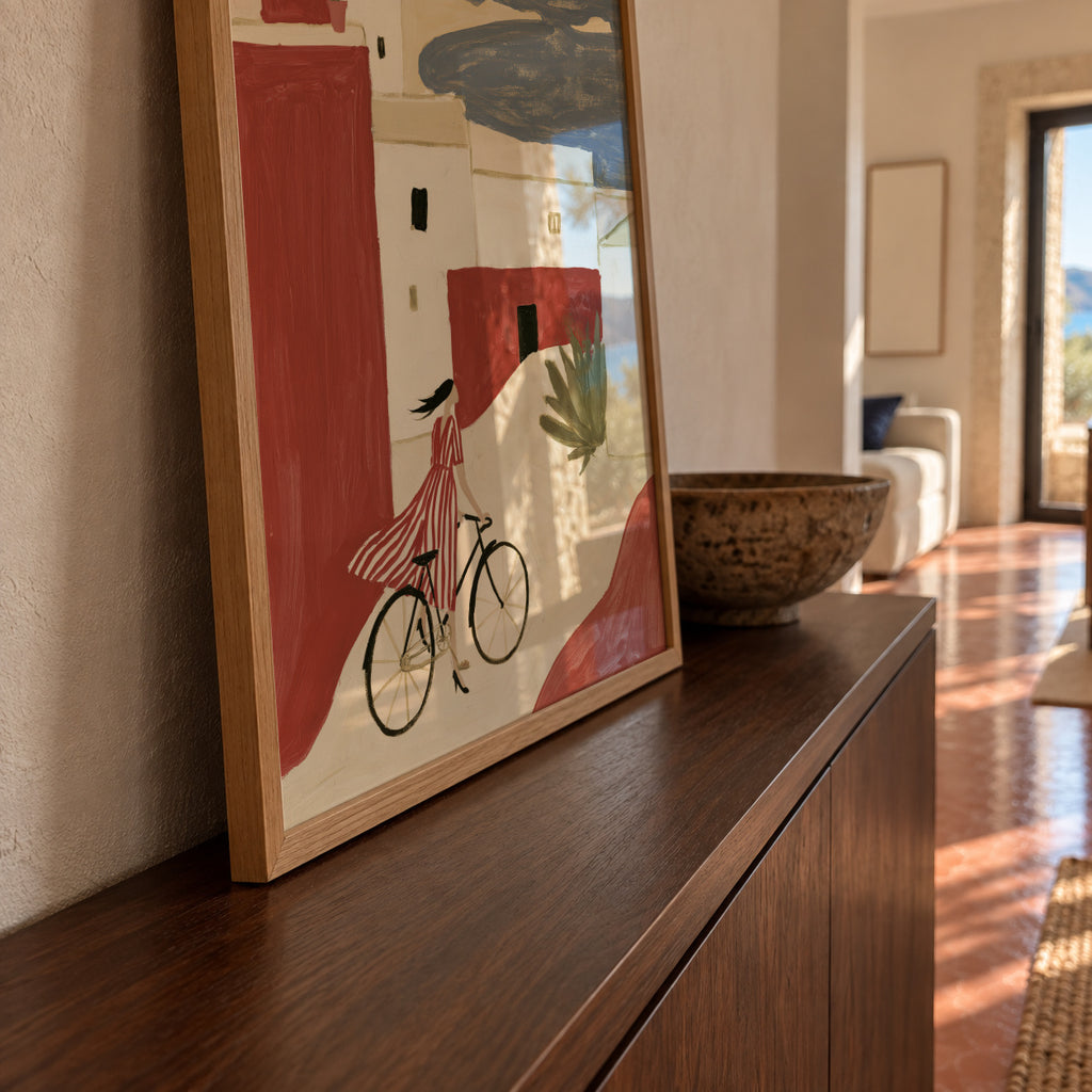 Coastal Bicycle - Framed poster in an interior