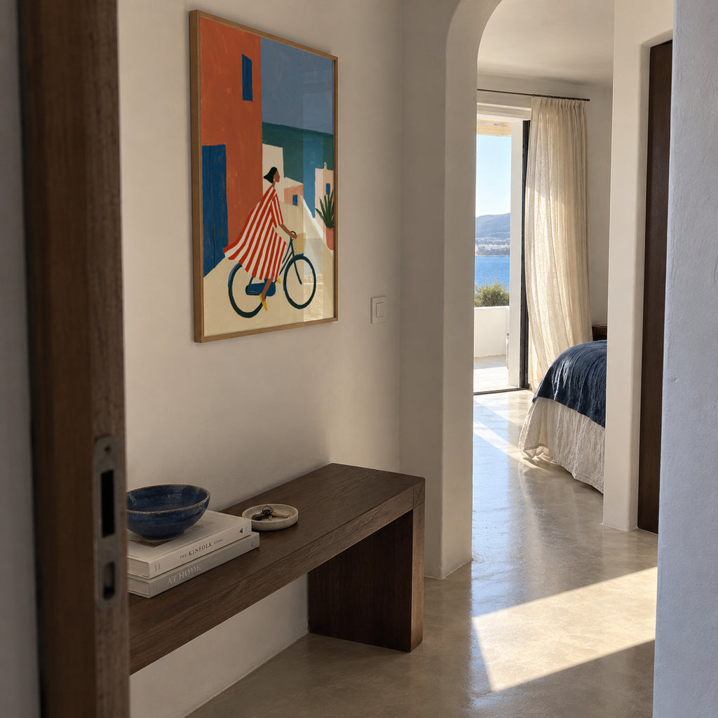 Ride to the Beach - Framed poster in an interior