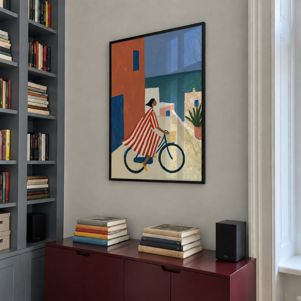 Ride to the Beach - Framed poster in an interior