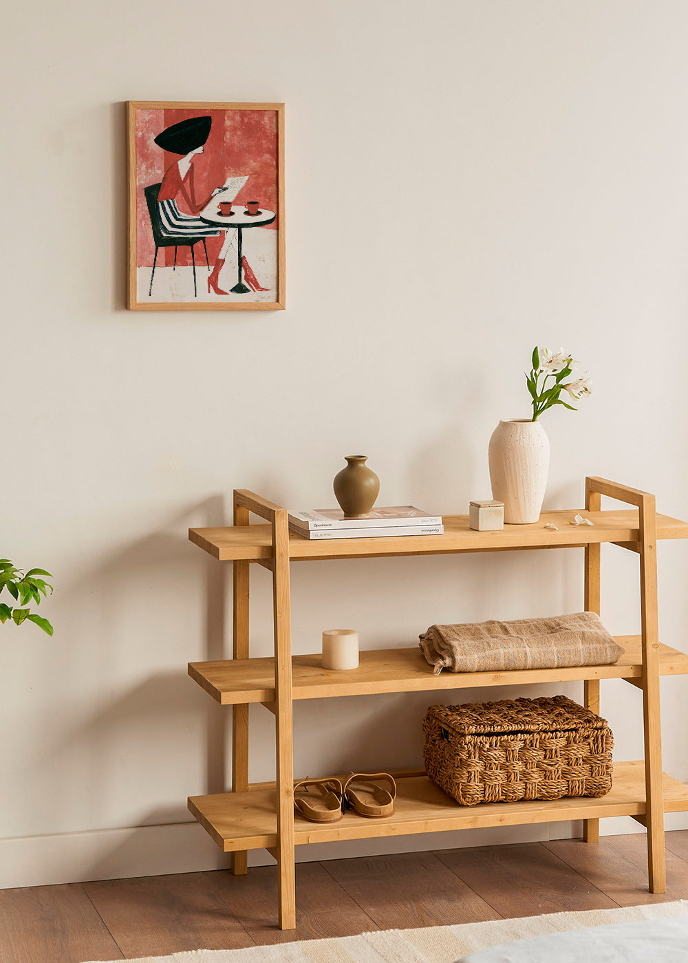 Kitchen art: woman with coffee