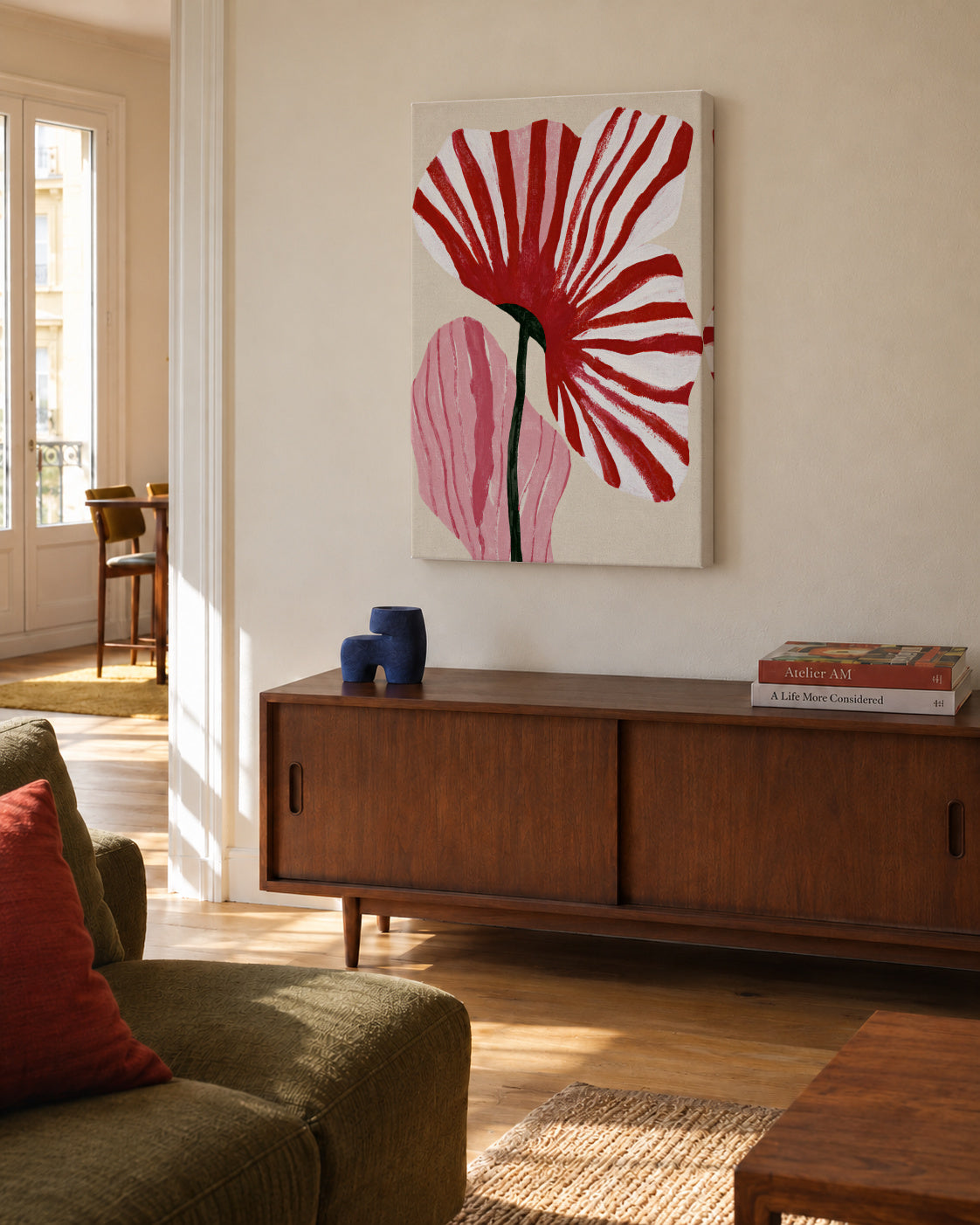 Bloom in Red - Unframed canvas in an interior