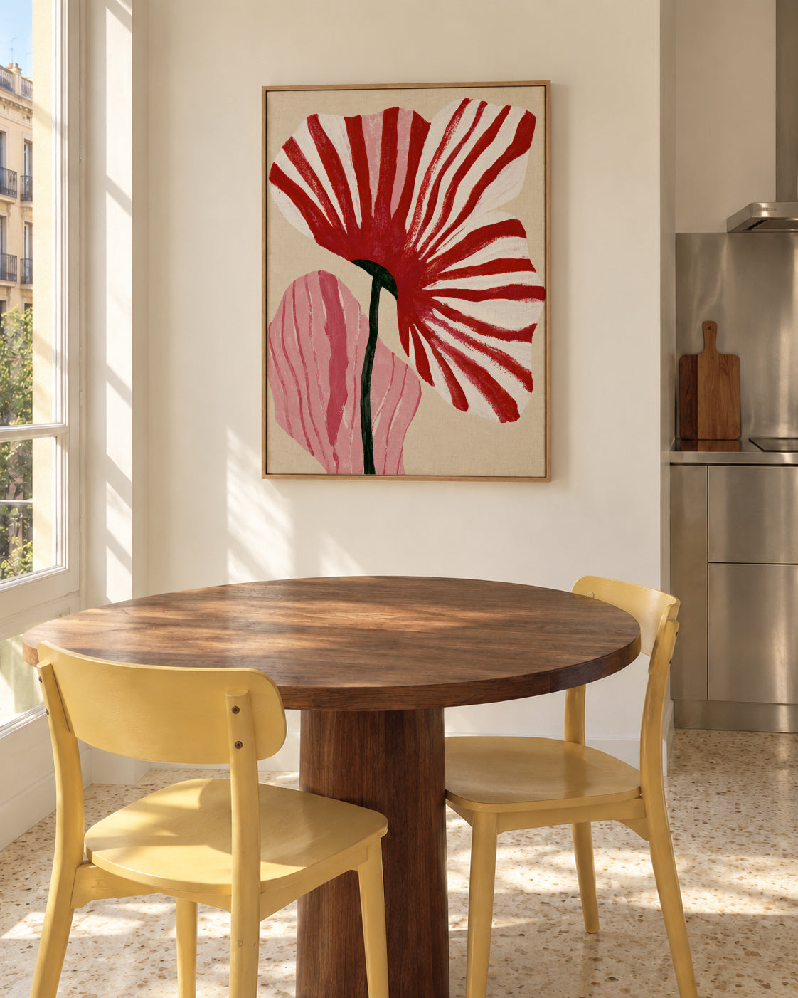 Bloom in Red - Framed canvas in an interior