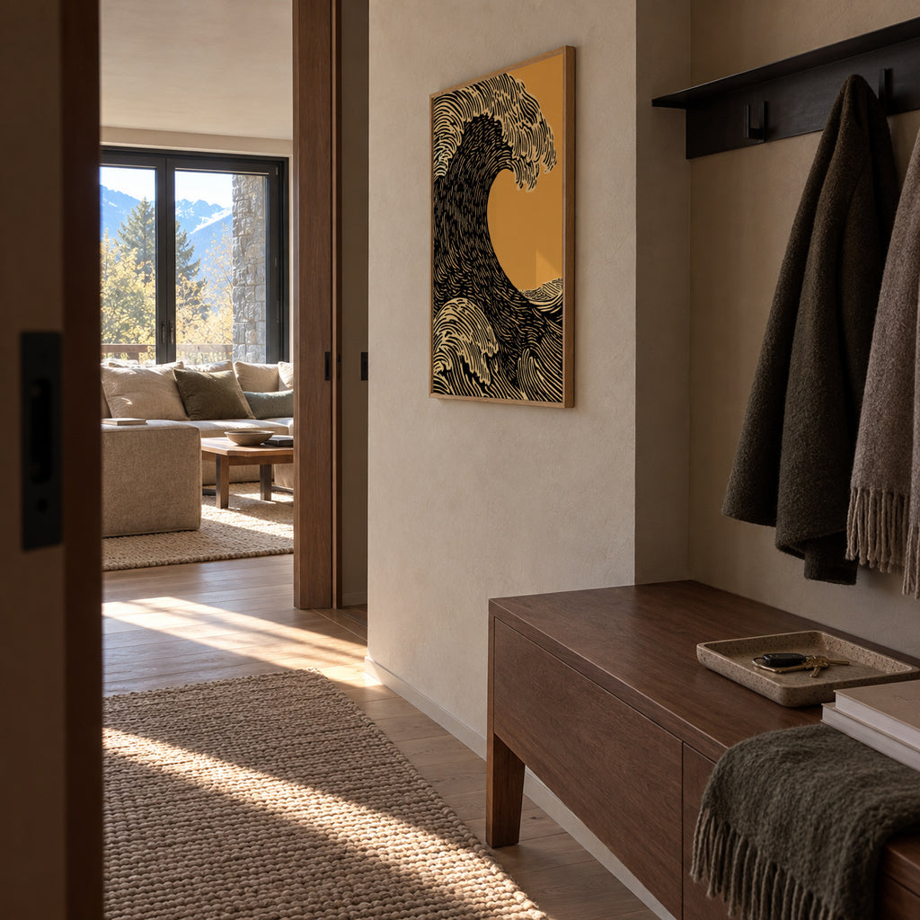 Black Wave - Framed poster in an interior
