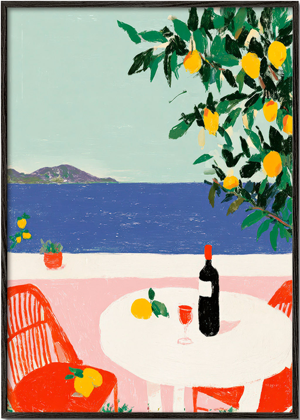 Kitchen art Mediterranean table with lemons