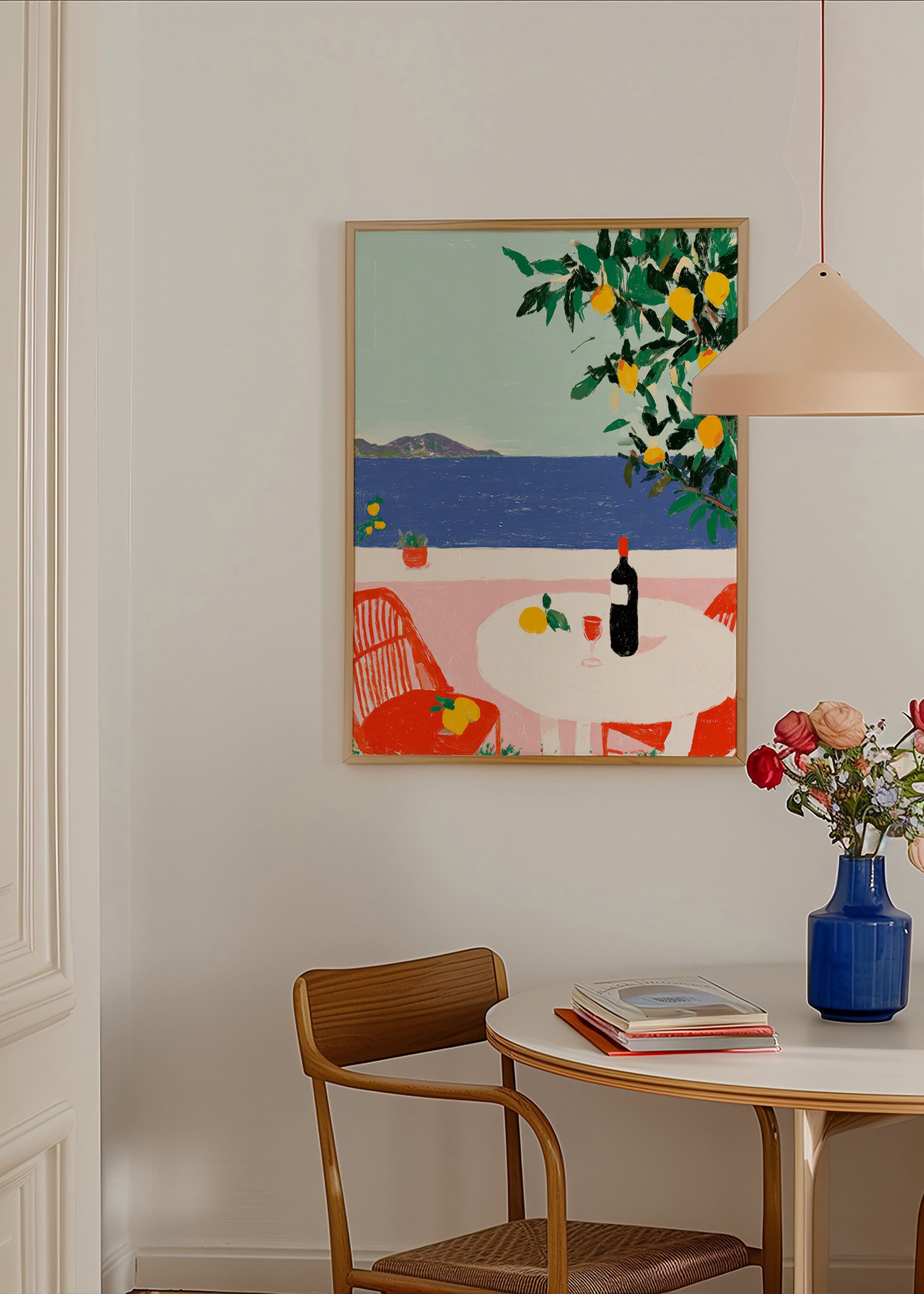 Kitchen art Mediterranean table with lemons