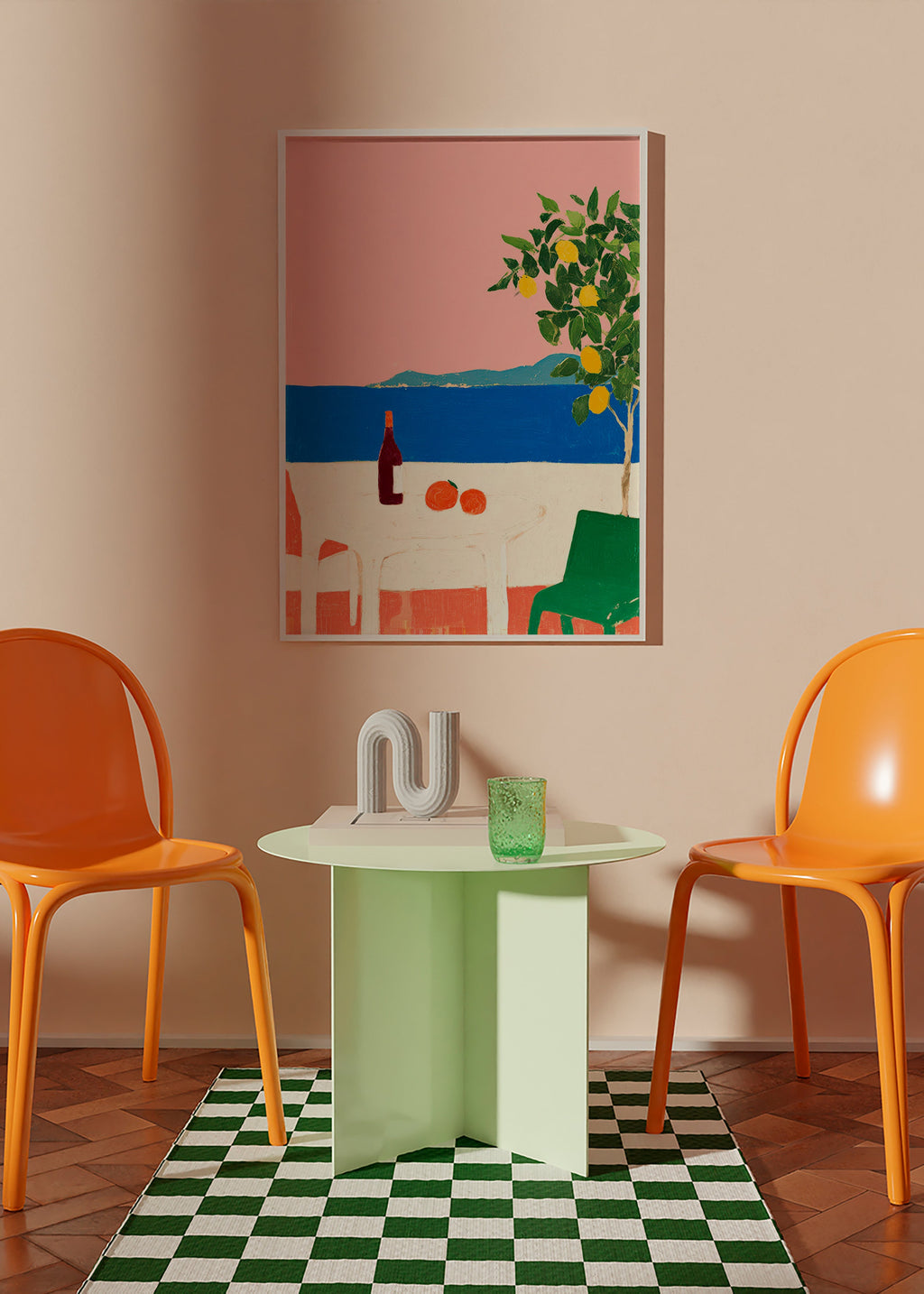 Kitchen art Pink Riviera with lemon tree