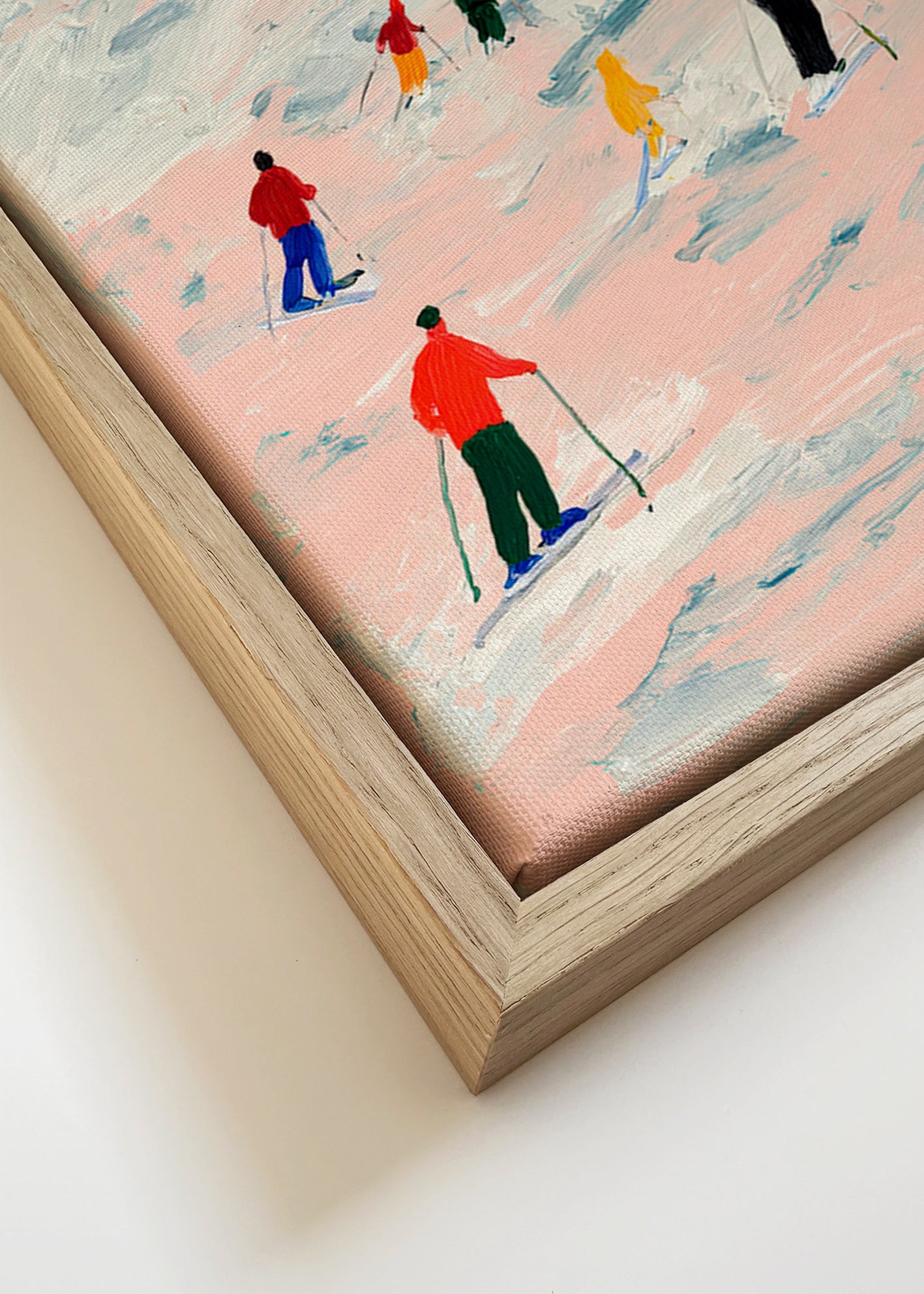 Ski sports artwork on colorful slope