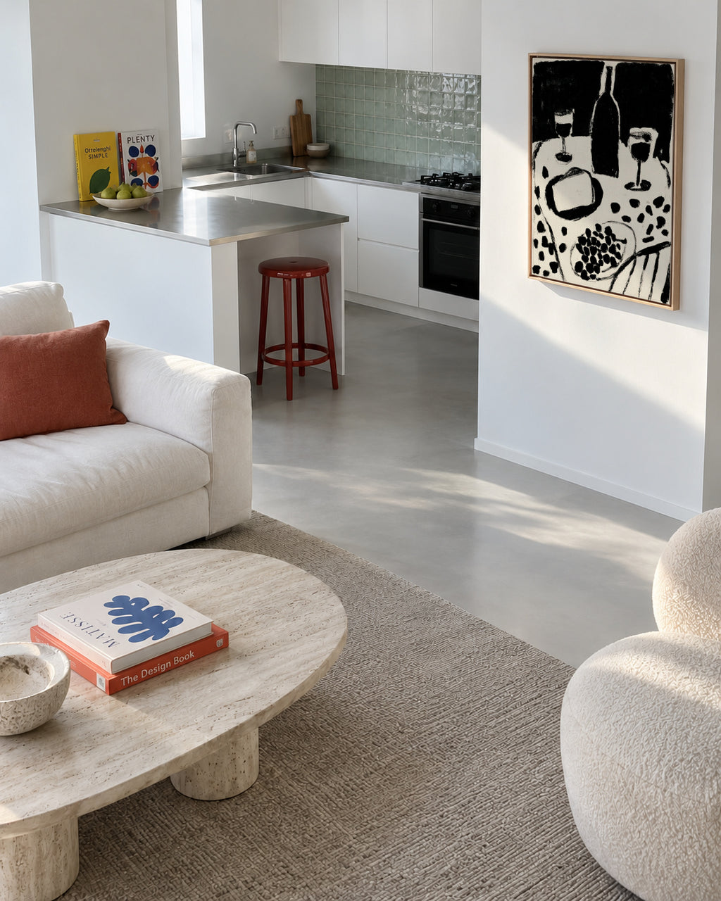 Monochrome Dinner - Framed canvas in an interior