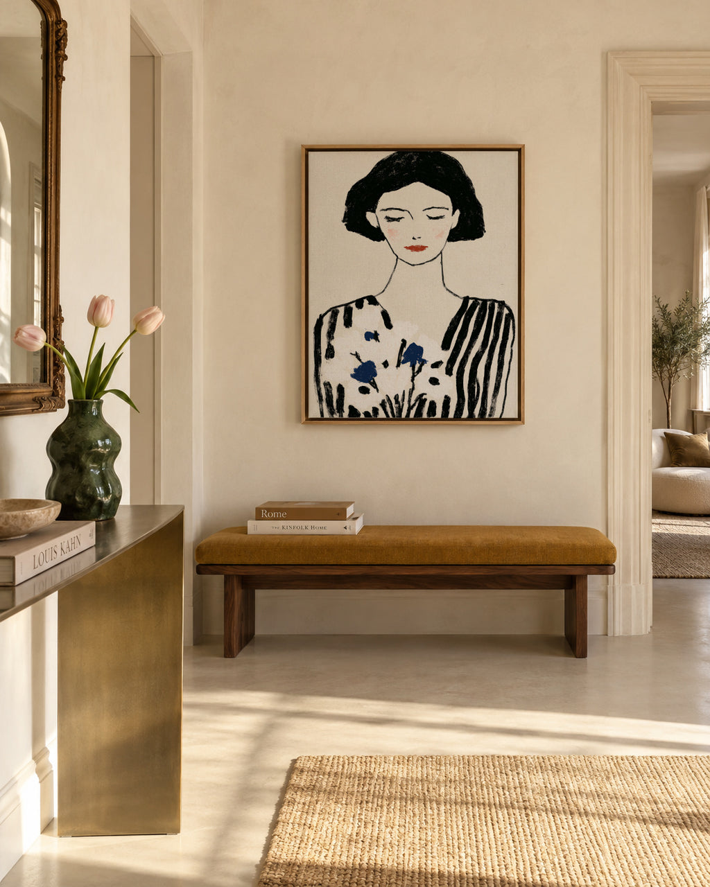 Parisian Portrait - Framed canvas in an interior