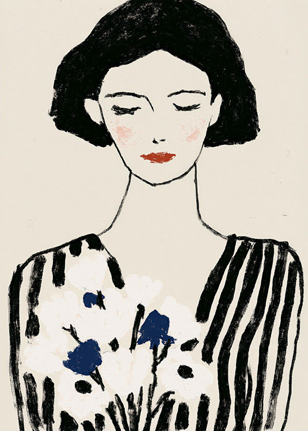 Illustration: woman portrait with floral motif