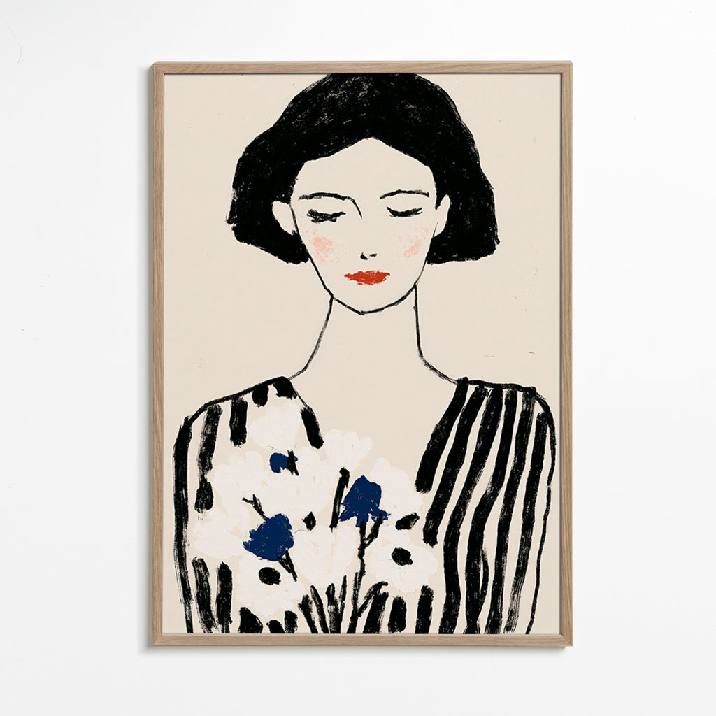 Illustration: woman portrait with floral motif