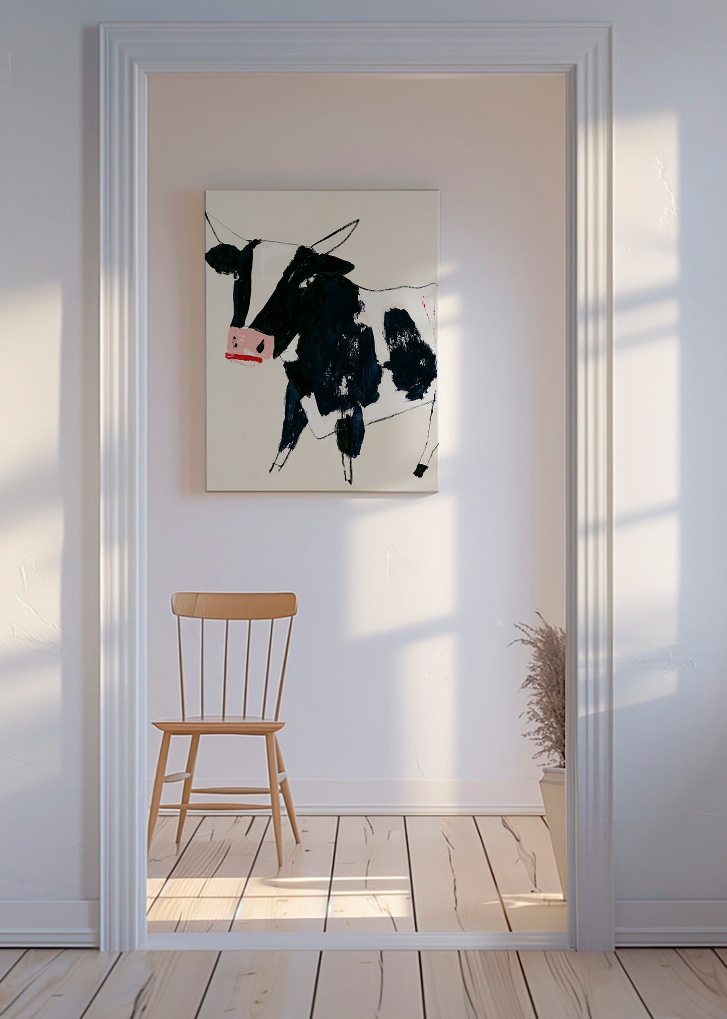 Artwork cow with playful brushstrokes