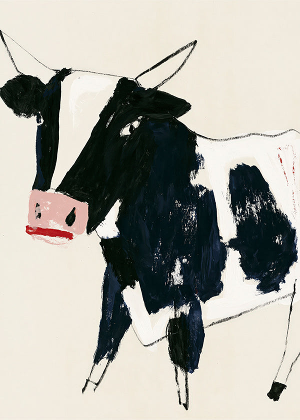 Artwork cow with playful brushstrokes
