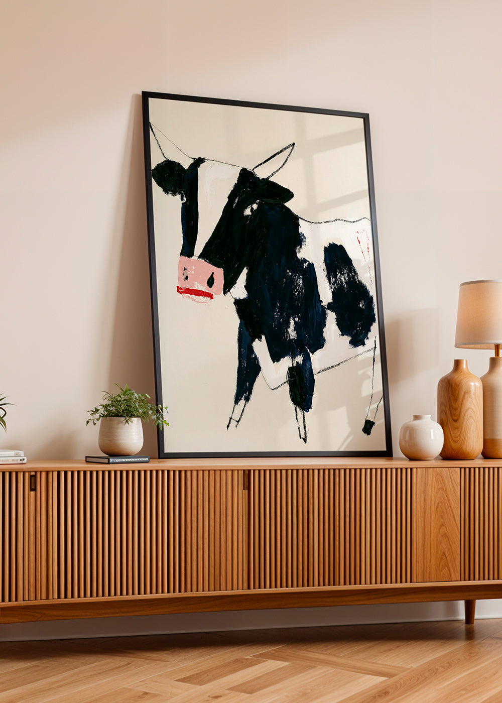 Artwork cow with playful brushstrokes