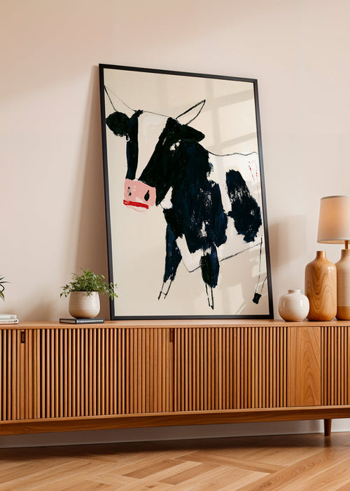 Artwork cow with playful brushstrokes