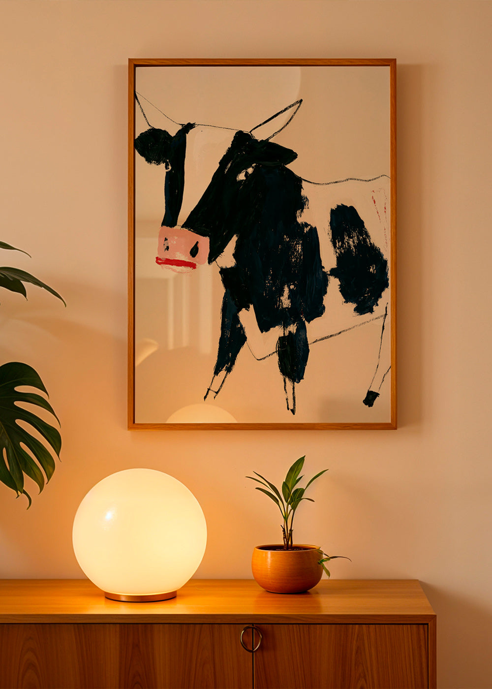 Artwork cow with playful brushstrokes