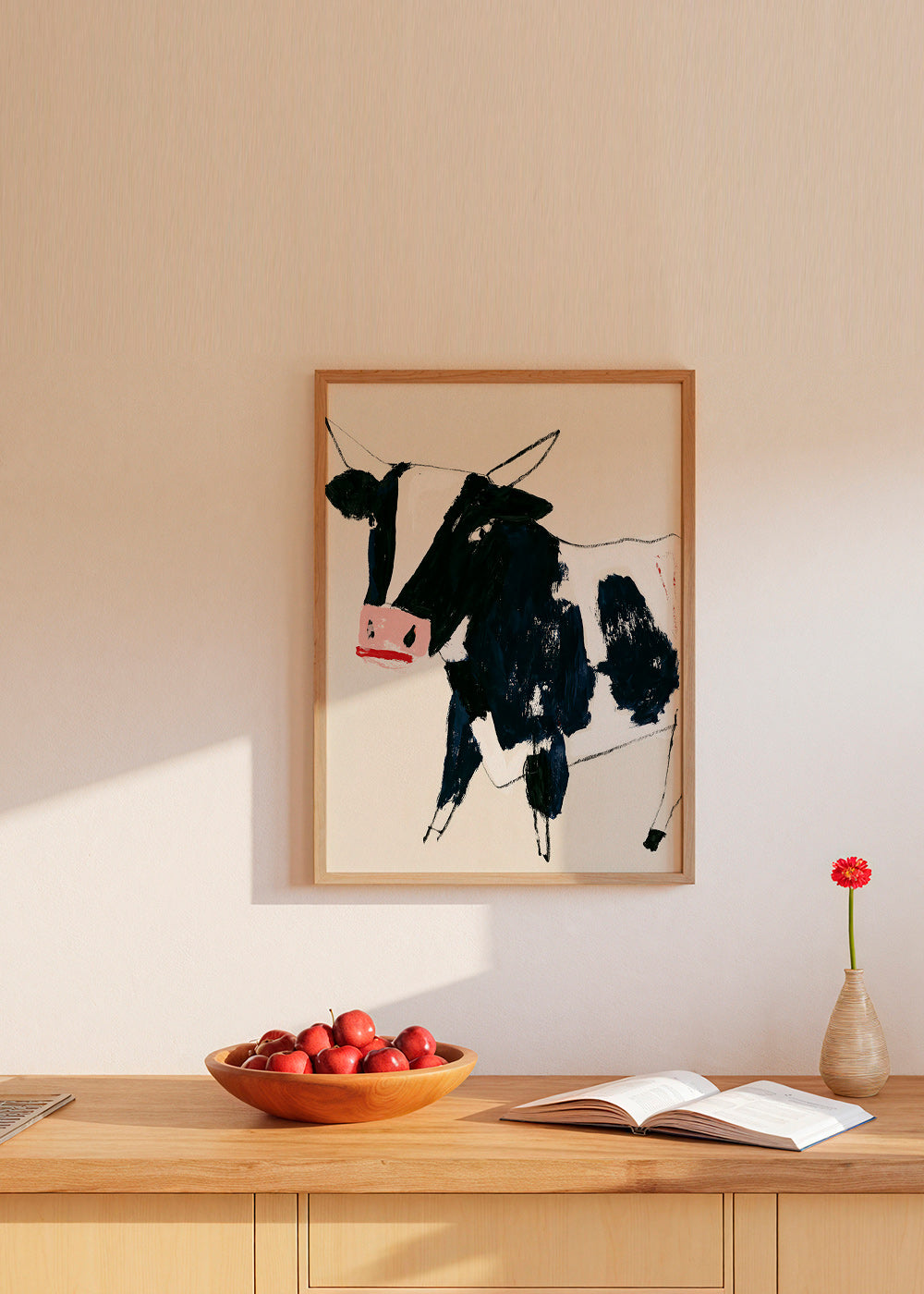 Artwork cow with playful brushstrokes