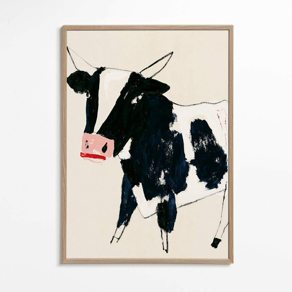 Artwork cow with playful brushstrokes