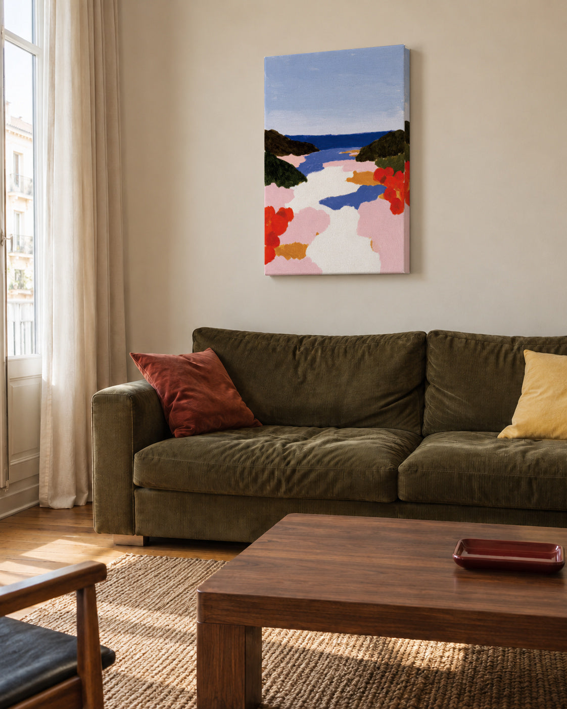 Coastal Bloom - Unframed canvas in an interior