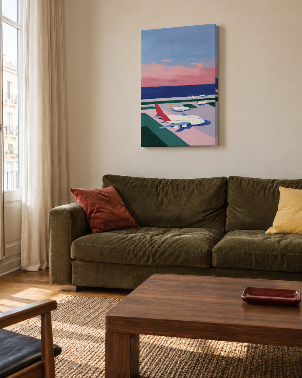 Sunset Deck - Unframed canvas in an interior