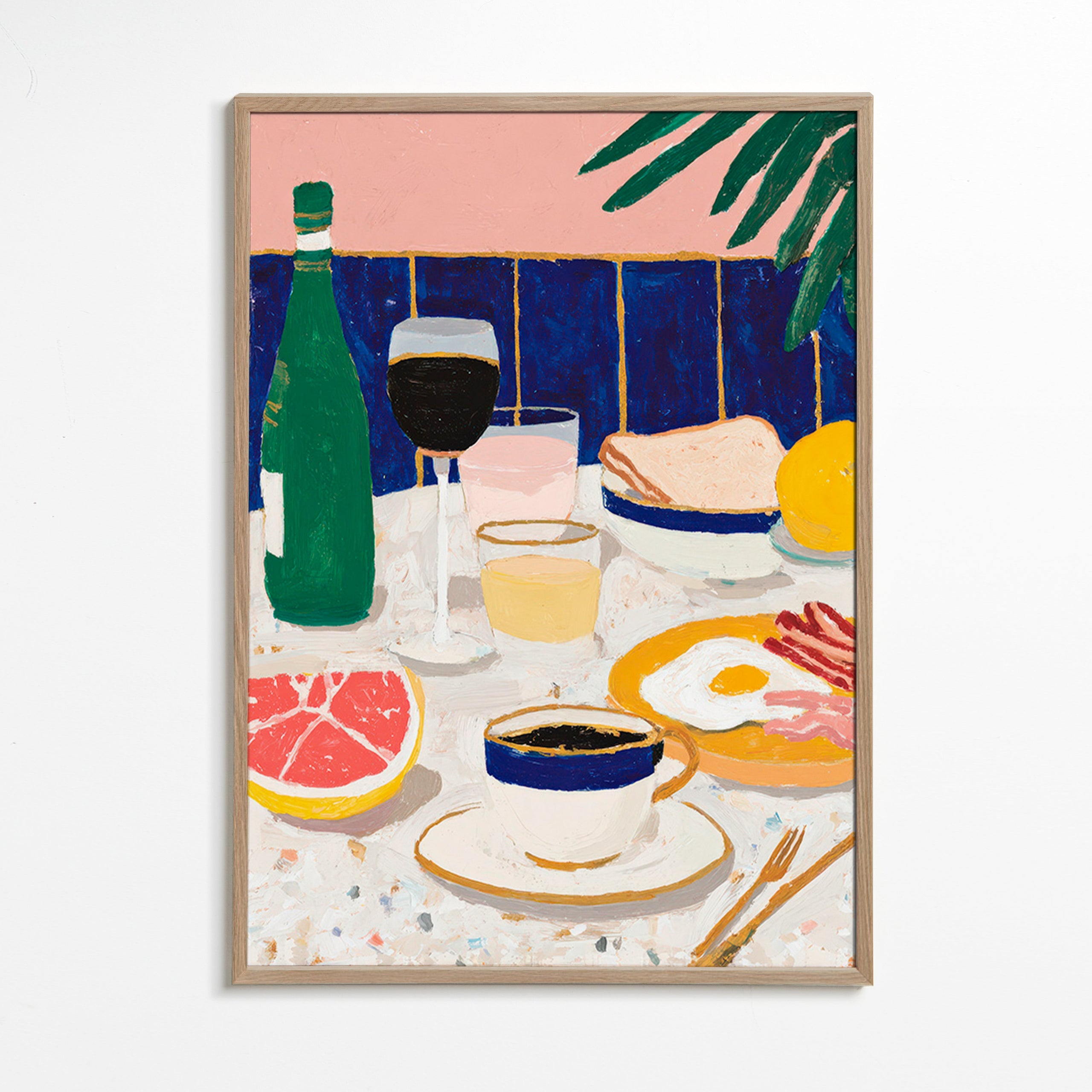 Kitchen art: breakfast still life with grapefruit and coffee