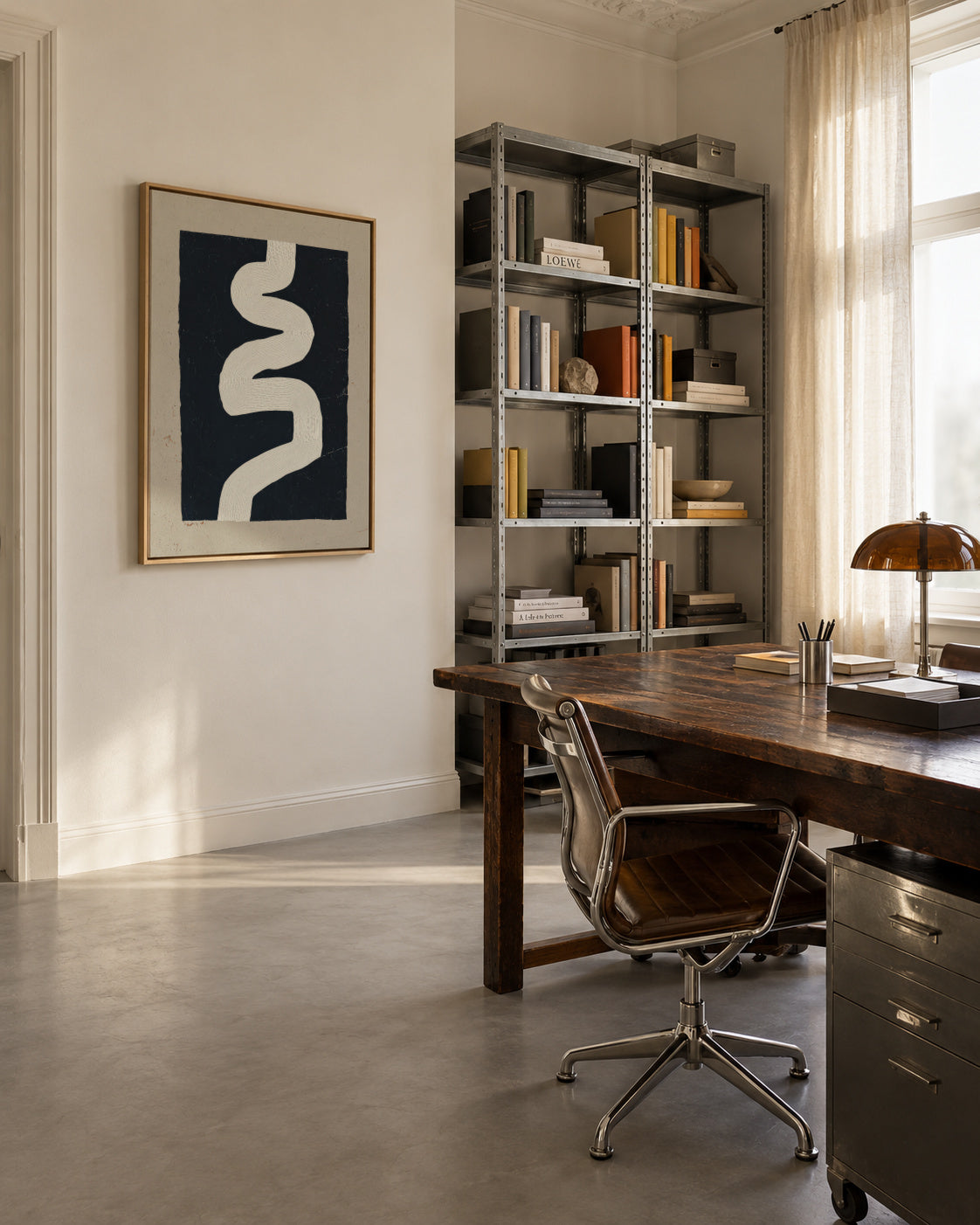 White Curve - Framed canvas in an interior