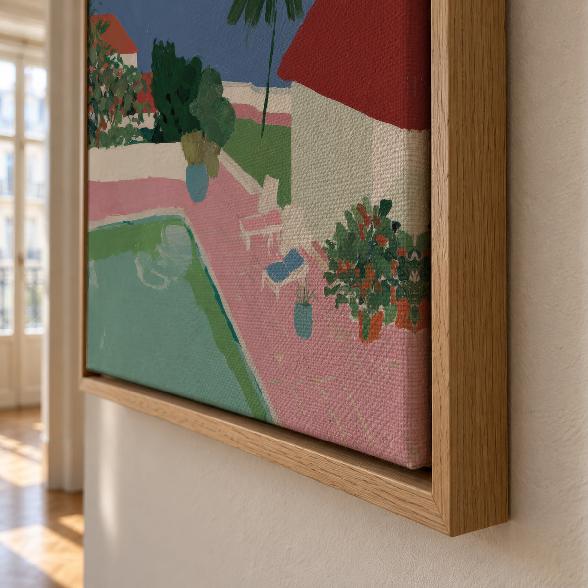 Pink Hillside - Framed canvas detail