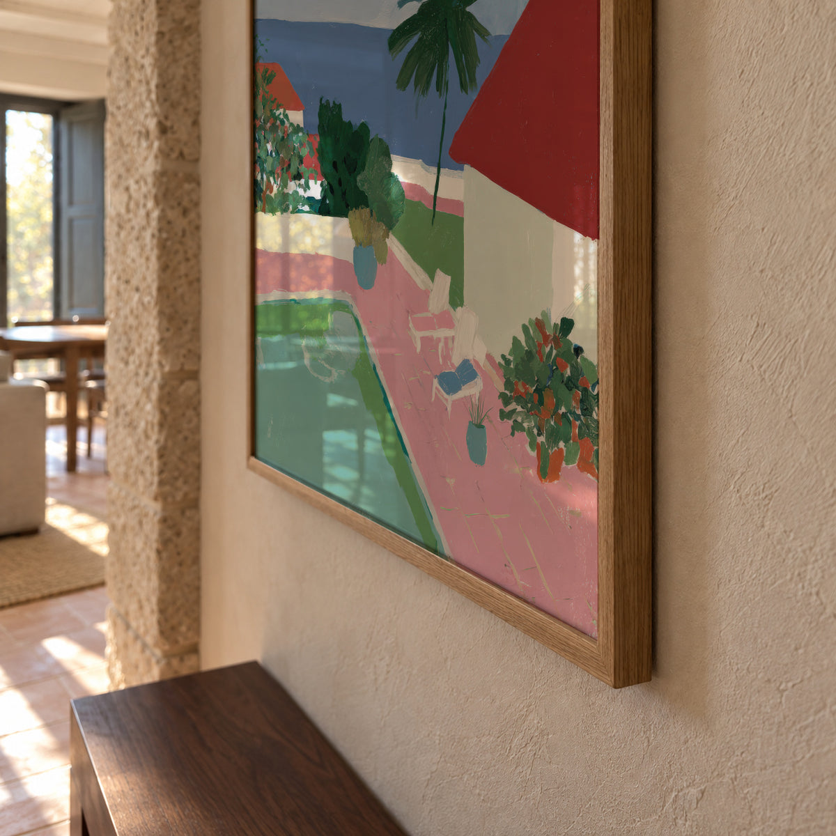 Pink Hillside - Framed poster detail